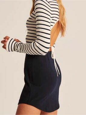 Abercrombie & Fitch Dark Navy Curved-Hem Mini Skirt
